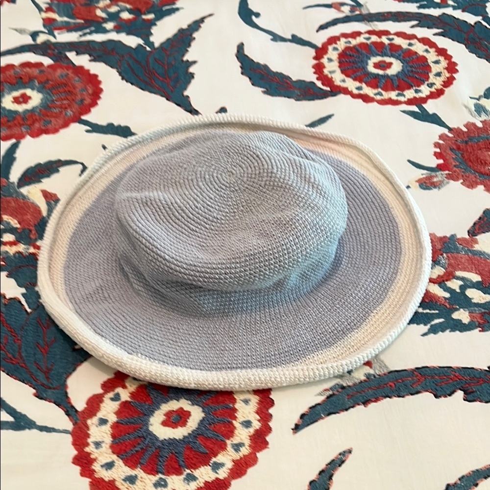 Stylish Pale Blue and Cream Hat